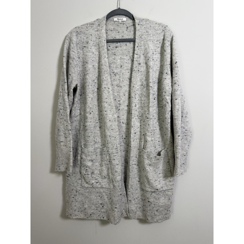 Madewell Sz L Gray Wool Blend Cardigan Cozy Oversized Neutral Donegal Kent